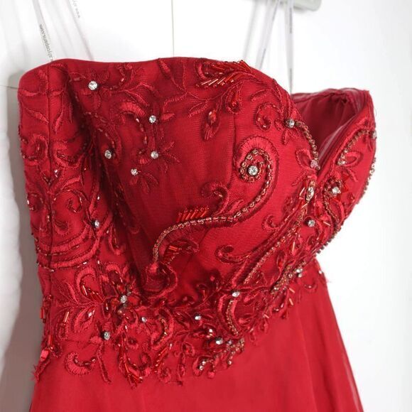 NWOT Alyce Paris sweatheart strapless glitter cocktail dress, red, size 4‎ - Picture 3 of 8
